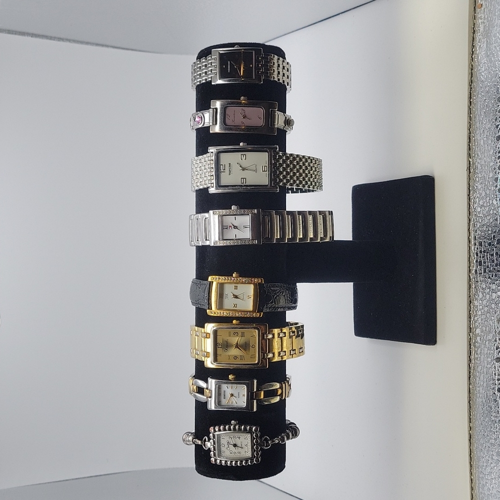8 square face watches with new batteries.